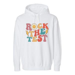 Rock The Test Testing Day Retro Motivational Teacher Student Garment-Dyed Fleece Hoodie