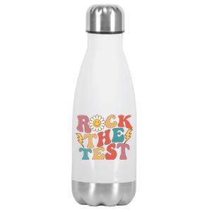 Rock The Test Testing Day Retro Motivational Teacher Student Stainless Steel Insulated Water Bottle