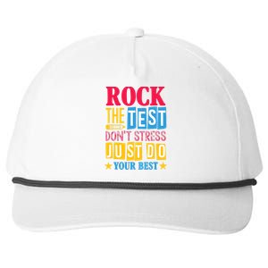 Rock The Test Dont Stress Just Do Your Best Teacher Test Day Snapback Five-Panel Rope Hat