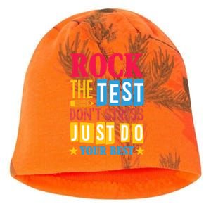 Rock The Test Dont Stress Just Do Your Best Teacher Test Day Kati - Camo Knit Beanie