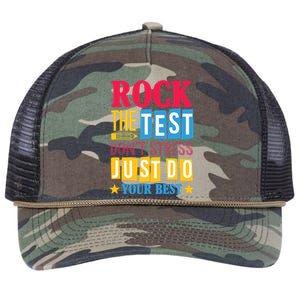 Rock The Test Dont Stress Just Do Your Best Teacher Test Day Retro Rope Trucker Hat Cap