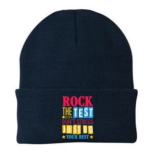 Rock The Test Dont Stress Just Do Your Best Teacher Test Day Knit Cap Winter Beanie