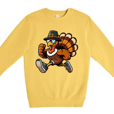 Running Turkey Turkey Trot Running Thanksgiving Premium Crewneck Sweatshirt