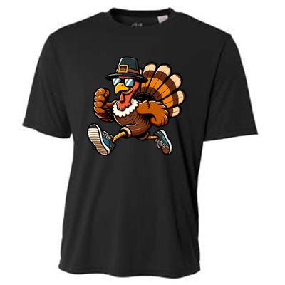 Running Turkey Turkey Trot Running Thanksgiving Cooling Performance Crew T-Shirt