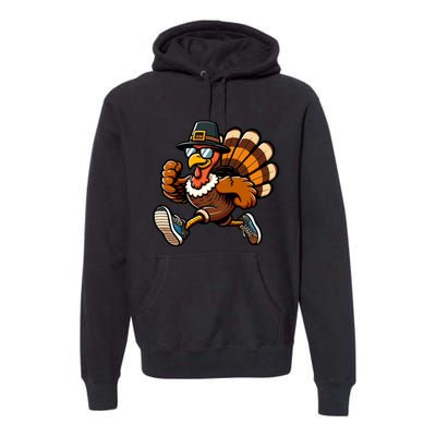 Running Turkey Turkey Trot Running Thanksgiving Premium Hoodie