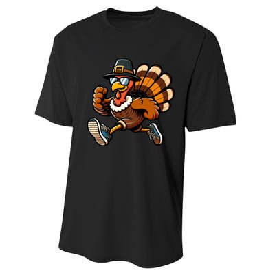 Running Turkey Turkey Trot Running Thanksgiving Performance Sprint T-Shirt