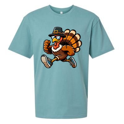 Running Turkey Turkey Trot Running Thanksgiving Sueded Cloud Jersey T-Shirt