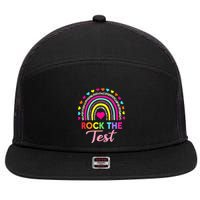 Rock The Test Test Day Teacher Testing Day 7 Panel Mesh Trucker Snapback Hat