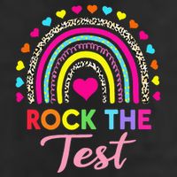 Rock The Test Test Day Teacher Testing Day 7 Panel Mesh Trucker Snapback Hat