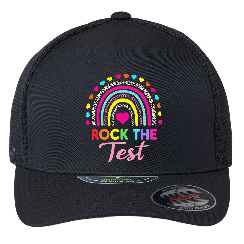 Rock The Test Test Day Teacher Testing Day Flexfit Unipanel Trucker Cap