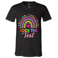 Rock The Test Test Day Teacher Testing Day V-Neck T-Shirt