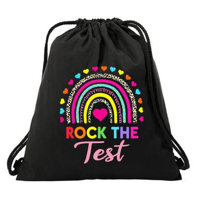 Rock The Test Test Day Teacher Testing Day Drawstring Bag