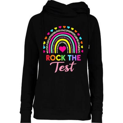 Rock The Test Test Day Teacher Testing Day Womens Funnel Neck Pullover Hood