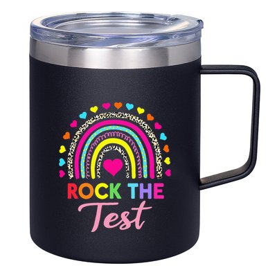 Rock The Test Test Day Teacher Testing Day 12oz Stainless Steel Coffee Mug