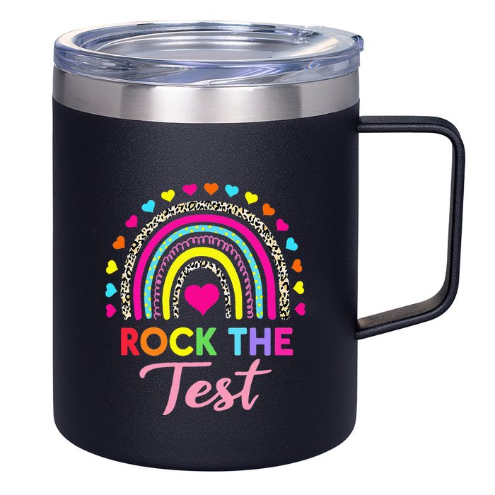 Rock The Test Test Day Teacher Testing Day 12oz Stainless Steel Coffee Mug