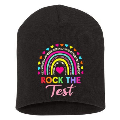 Rock The Test Test Day Teacher Testing Day Short Acrylic Beanie