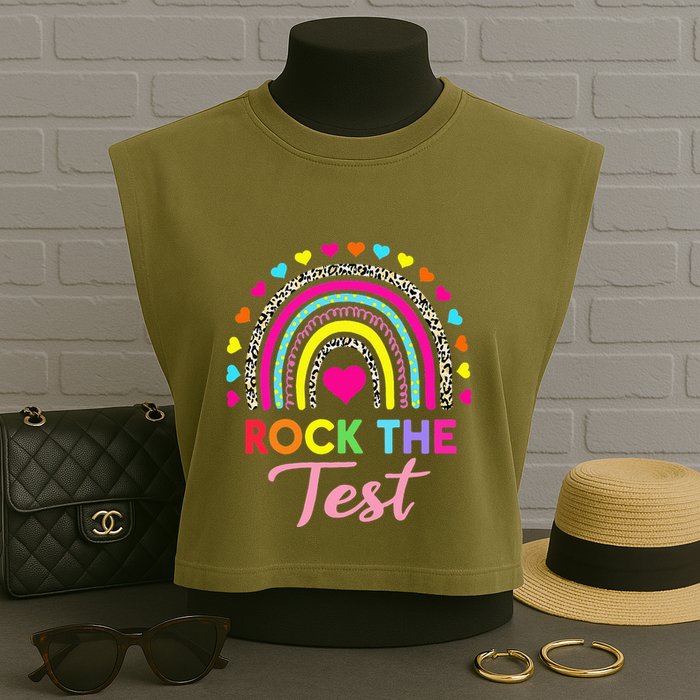 Rock The Test Test Day Teacher Testing Day Garment-Dyed Women's Muscle Tee