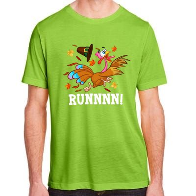 Run Turkey Thanksgiving Autumn Fall Leaves Thankful Grateful Cool Gift Adult ChromaSoft Performance T-Shirt