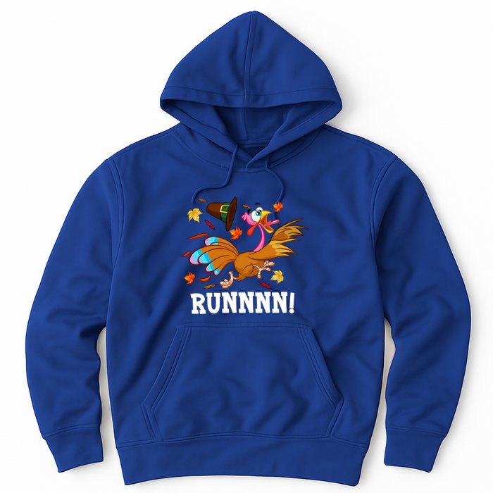 Run Turkey Thanksgiving Autumn Fall Leaves Thankful Grateful Cool Gift Hoodie