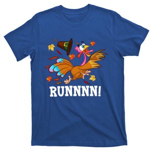 Run Turkey Thanksgiving Autumn Fall Leaves Thankful Grateful Cool Gift T-Shirt