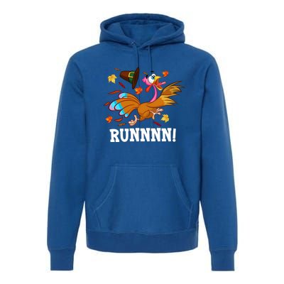 Run Turkey Thanksgiving Autumn Fall Leaves Thankful Grateful Cool Gift Premium Hoodie