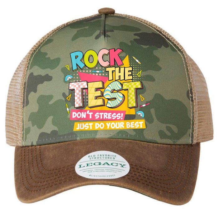 Rock The Test Day Motivational Retro Teachers Testing Day Legacy Tie Dye Trucker Hat