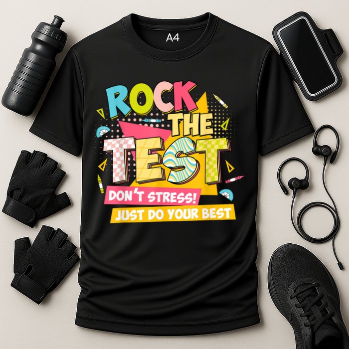 Rock The Test Day Motivational Retro Teachers Testing Day Performance Shirt