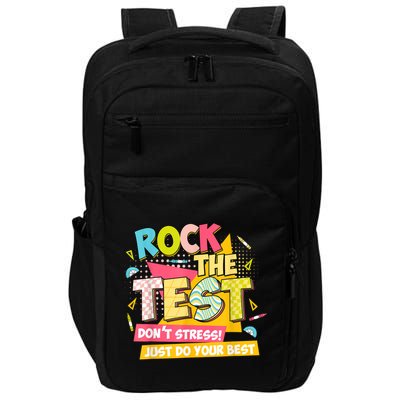 Rock The Test Day Motivational Retro Teachers Testing Day Impact Tech Backpack