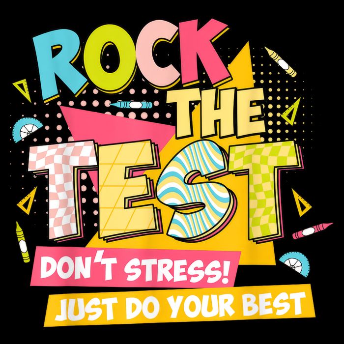 Rock The Test Day Motivational Retro Teachers Testing Day Drawstring Bag