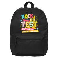 Rock The Test Day Motivational Retro Teachers Testing Day 16 in Basic Backpack