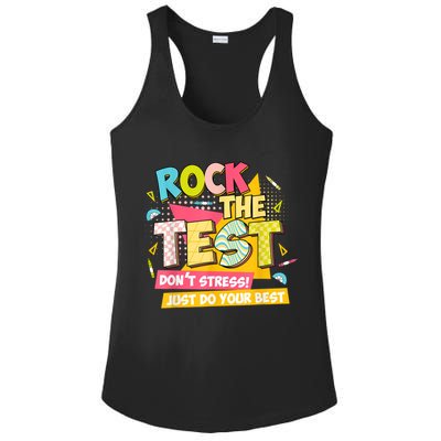 Rock The Test Day Motivational Retro Teachers Testing Day Ladies PosiCharge Competitor Racerback Tank