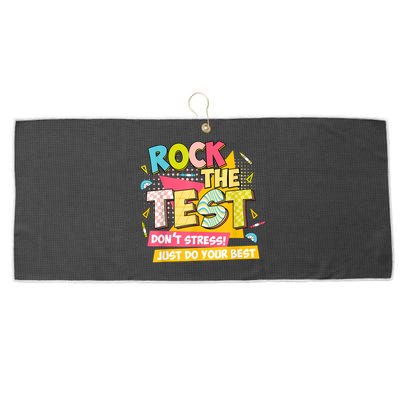 Rock The Test Day Motivational Retro Teachers Testing Day Large Microfiber Waffle Golf Towel
