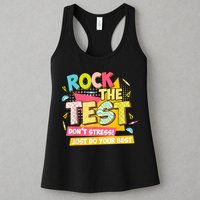 Rock The Test Day Motivational Retro Teachers Testing Day Womens Tank Top