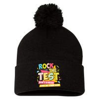 Rock The Test Day Motivational Retro Teachers Testing Day Pom Pom 12in Knit Beanie
