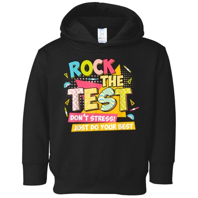 Rock The Test Day Motivational Retro Teachers Testing Day Toddler Hoodie