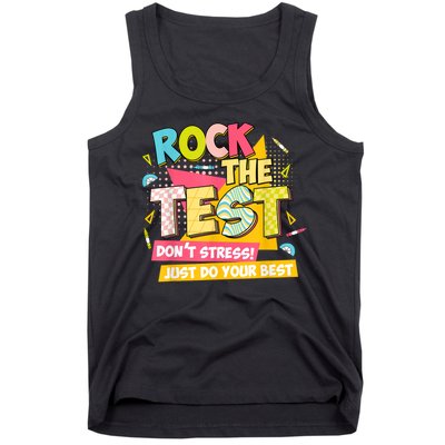 Rock The Test Day Motivational Retro Teachers Testing Day Tank Top