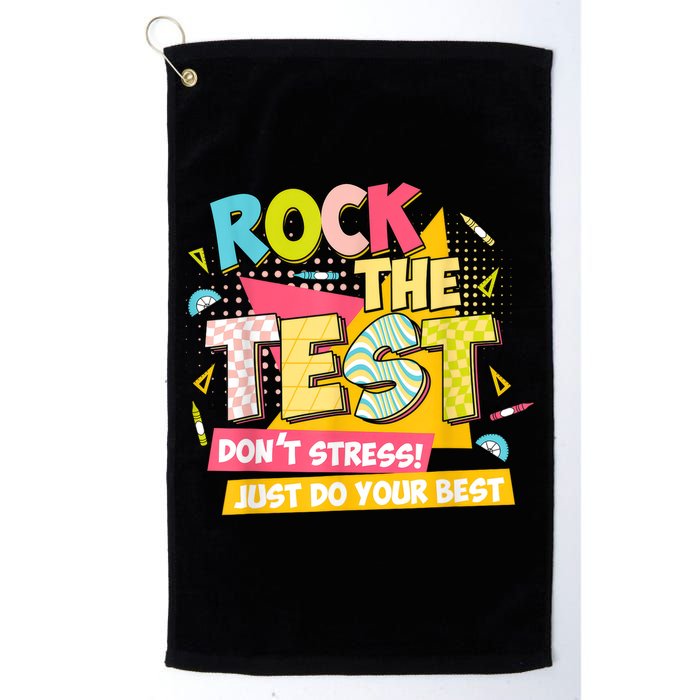 Rock The Test Day Motivational Retro Teachers Testing Day Golf Towel