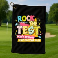 Rock The Test Day Motivational Retro Teachers Testing Day Golf Towel