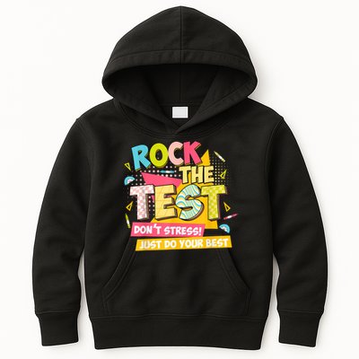 Rock The Test Day Motivational Retro Teachers Testing Day Kids Hoodie