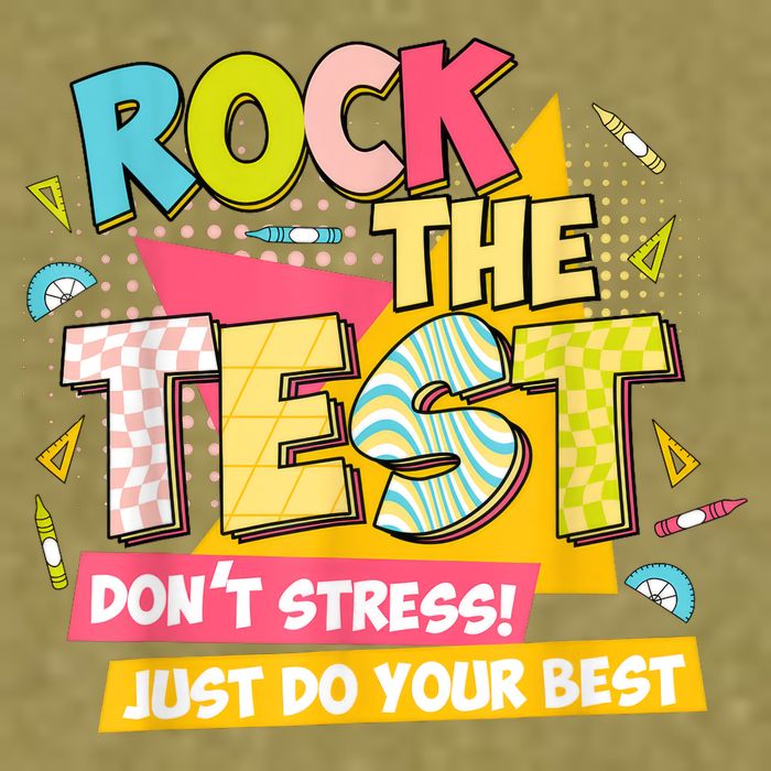 Rock The Test Day Motivational Retro Teachers Testing Day Garment-Dyed Women's Muscle Tee