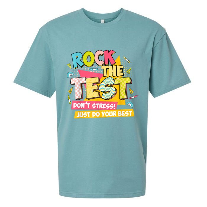 Rock The Test Day Motivational Retro Teachers Testing Day Sueded Cloud Jersey T-Shirt
