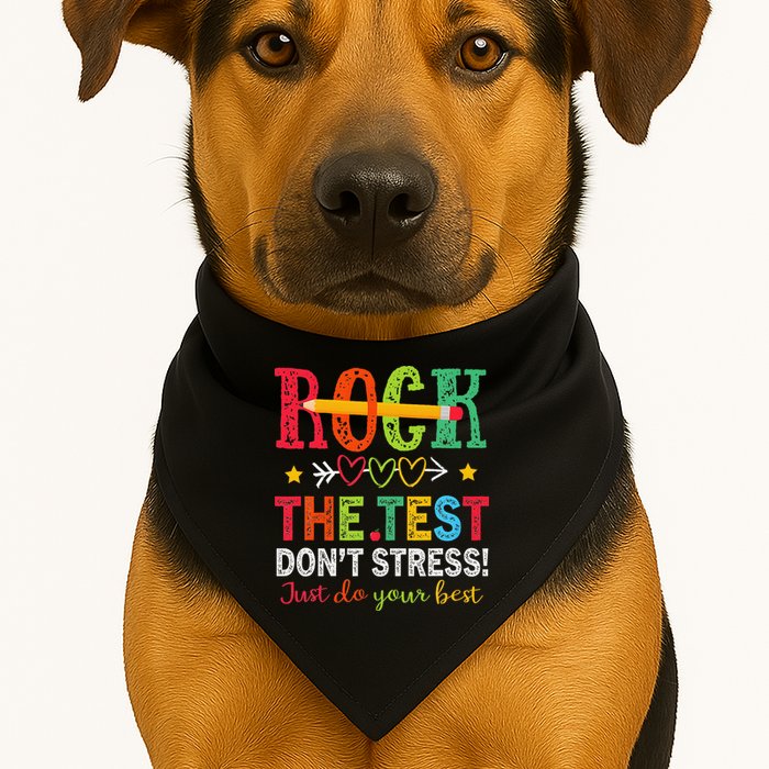 Rock The Test Dont Stress Just Do Your Best Teacher Testing USA-Made Doggie Bandana