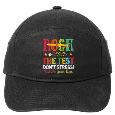 Rock The Test Dont Stress Just Do Your Best Teacher Testing 7-Panel Snapback Hat