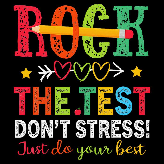 Rock The Test Dont Stress Just Do Your Best Teacher Testing Drawstring Bag