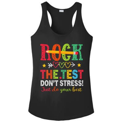 Rock The Test Dont Stress Just Do Your Best Teacher Testing Ladies PosiCharge Competitor Racerback Tank