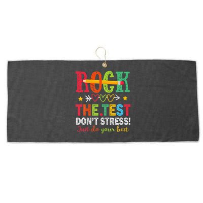 Rock The Test Dont Stress Just Do Your Best Teacher Testing Large Microfiber Waffle Golf Towel