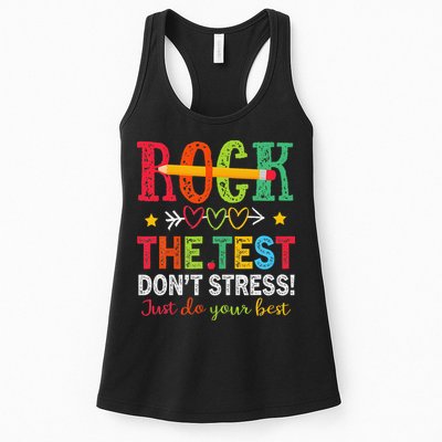 Rock The Test Dont Stress Just Do Your Best Teacher Testing Womens Tank Top