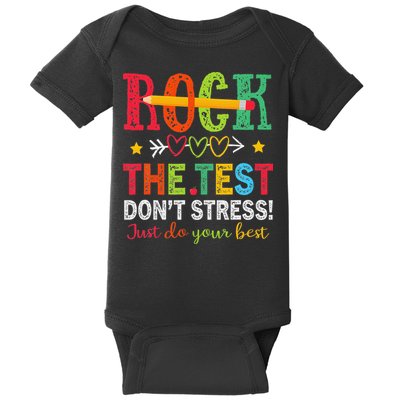 Rock The Test Dont Stress Just Do Your Best Teacher Testing Baby Bodysuit