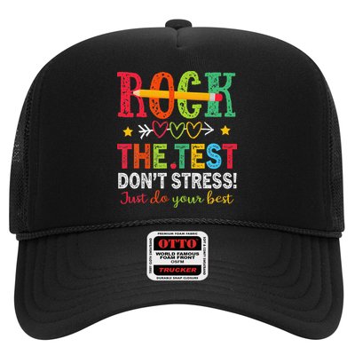 Rock The Test Dont Stress Just Do Your Best Teacher Testing Trucker Hat