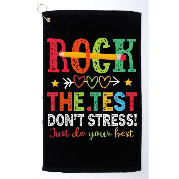 Rock The Test Dont Stress Just Do Your Best Teacher Testing Golf Towel